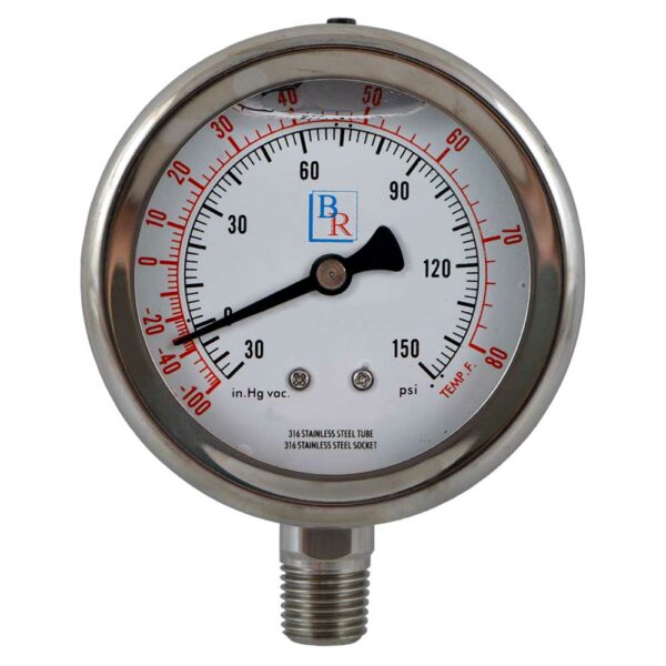 Model BR250L Stainless Steel Liquid Filled Gauge